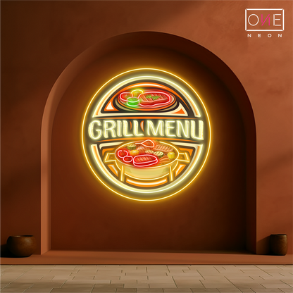 Enseigne néon LED artistique de menu de grillades barbecue