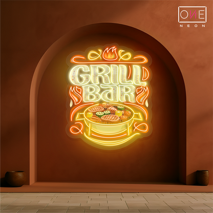 Enseigne néon LED "BBQ Grill Bar Artwork"