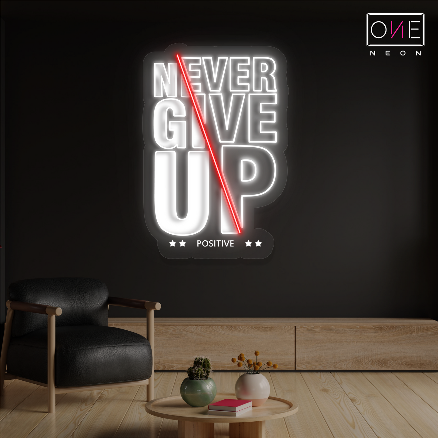 Enseigne Néon LED "Never Give Up"