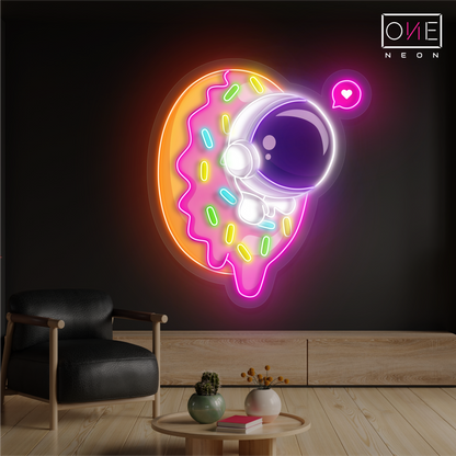 Enseigne néon LED Donut Astronaute