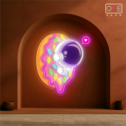 Enseigne néon LED Donut Astronaute
