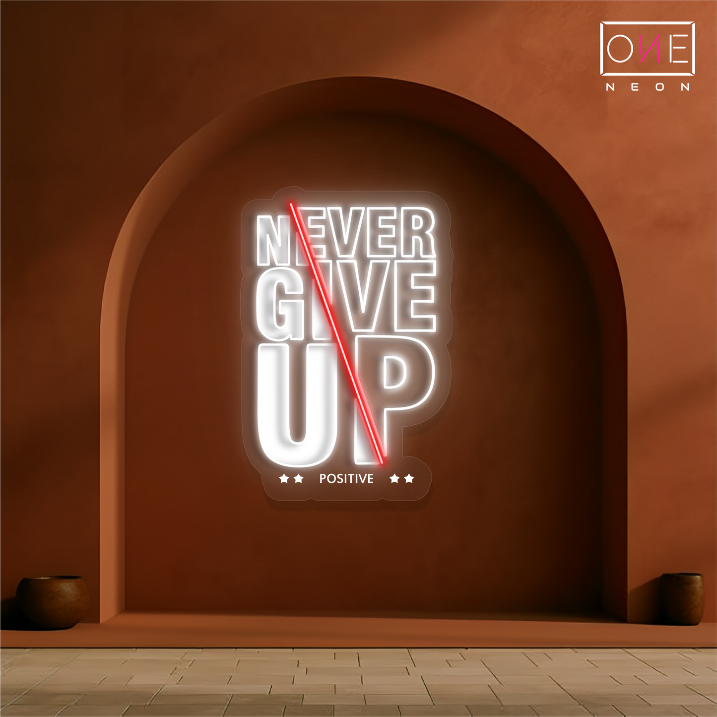 Enseigne Néon LED "Never Give Up"