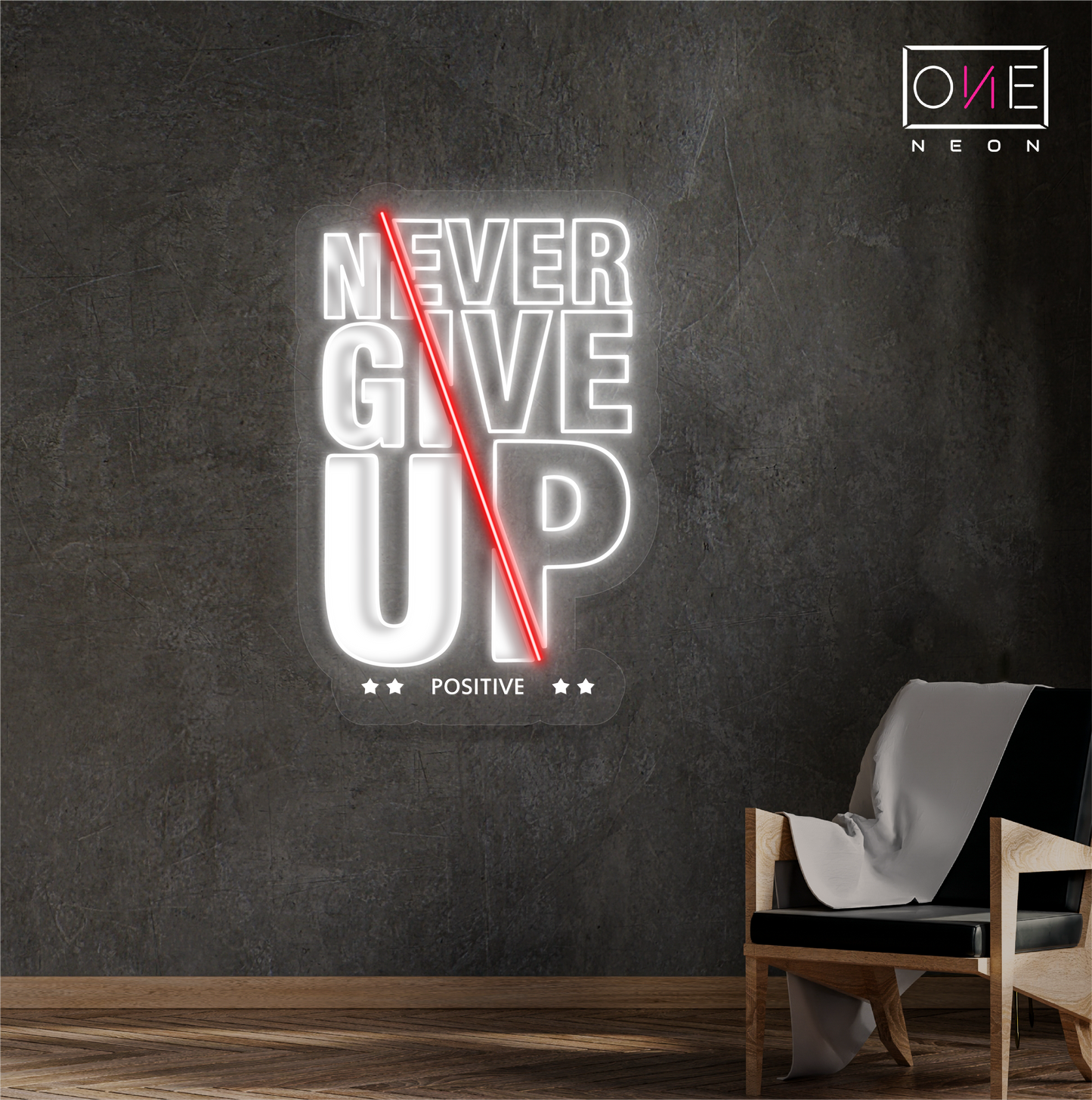Enseigne Néon LED "Never Give Up"