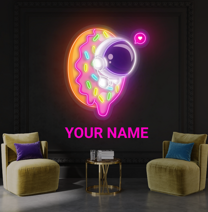 Enseigne néon LED Donut Astronaute