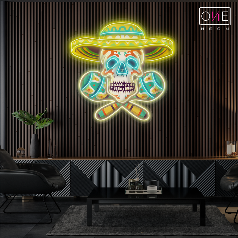 Enseigne néon LED artistique Calavera mexicaine