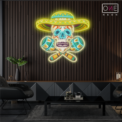 Enseigne néon LED artistique Calavera mexicaine