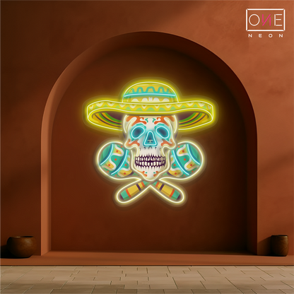 Enseigne néon LED artistique Calavera mexicaine