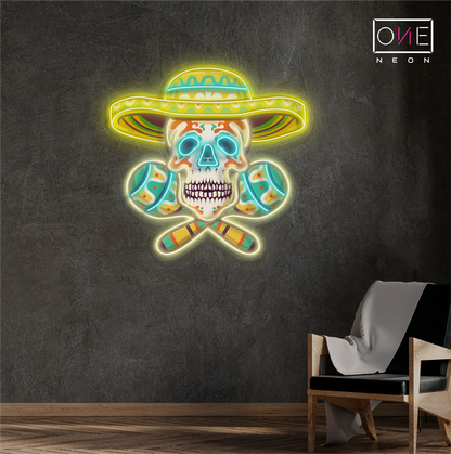 Enseigne néon LED artistique Calavera mexicaine