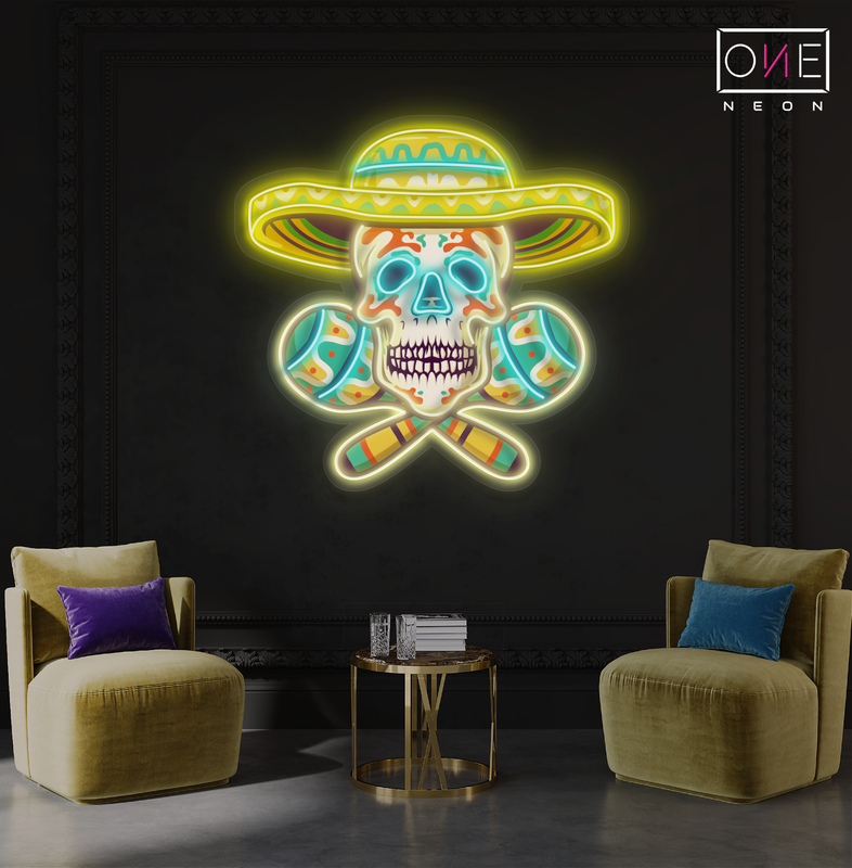 Enseigne néon LED artistique Calavera mexicaine
