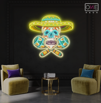 Enseigne néon LED artistique Calavera mexicaine