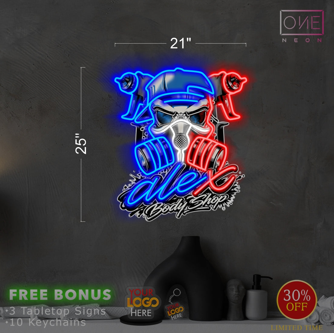 Enseigne néon LED œuvre d'art Tatoueur