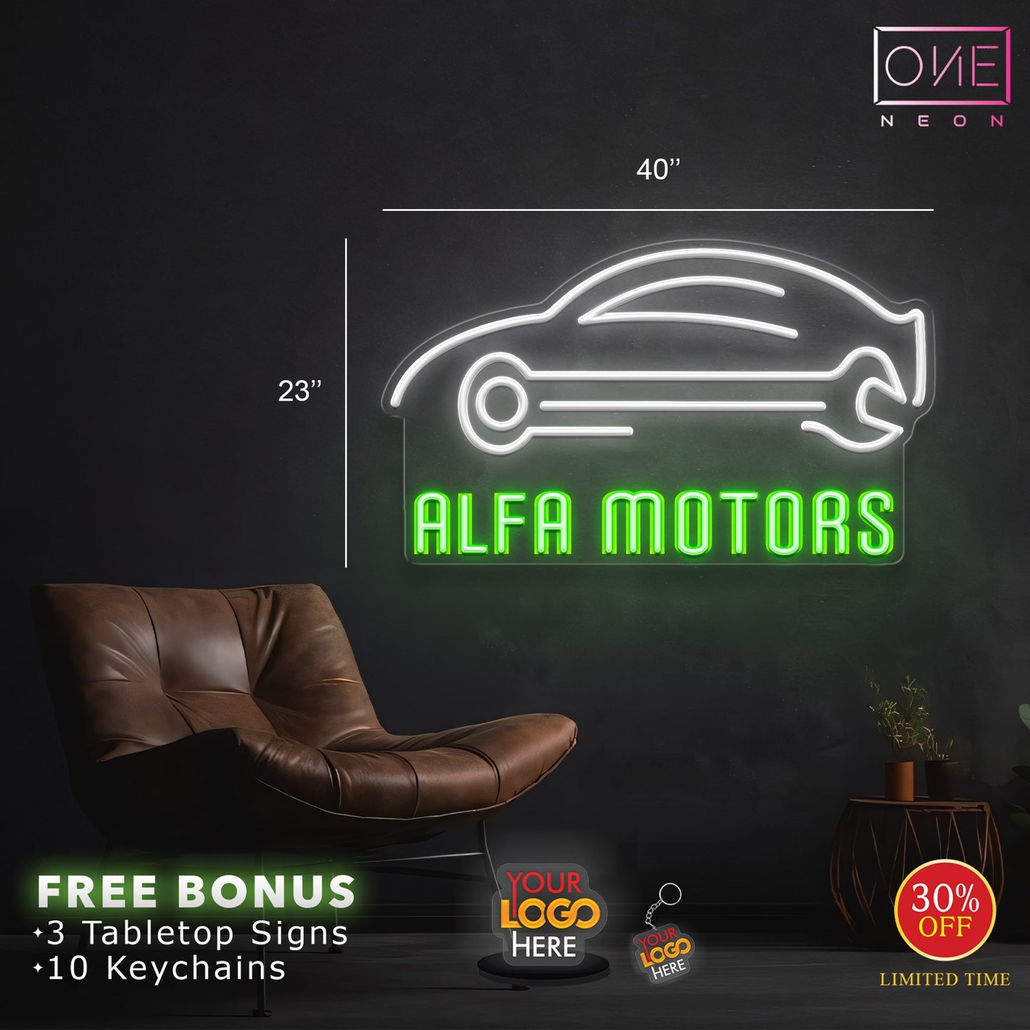 ALFA MOTORS | LED Neon Sign (Waterproof)