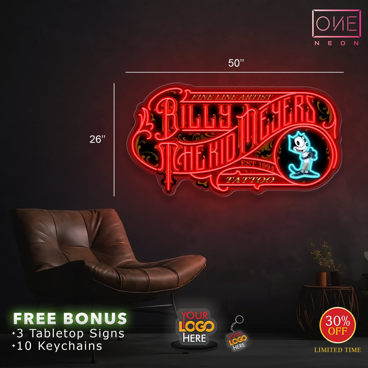 Billy Tattoo | LED Neon Sign