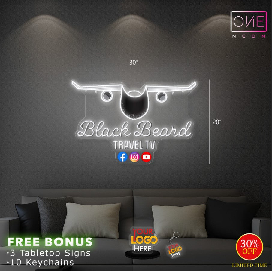 Black Beard TRAVEL TV | LED Neon Sign