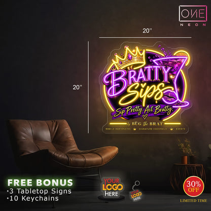 Bratty Sips | LED Neon Sign