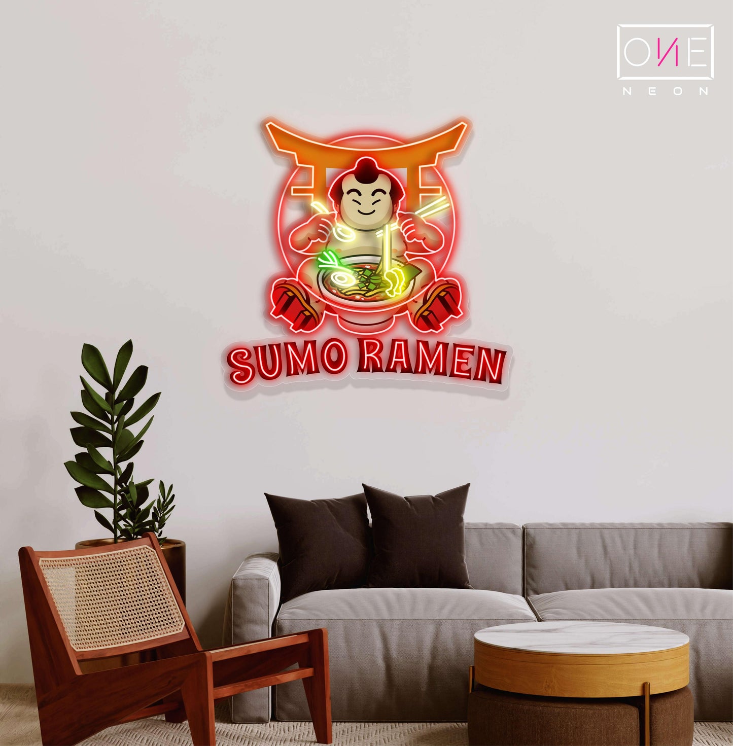 Enseigne néon LED décorative Sumo Ramen