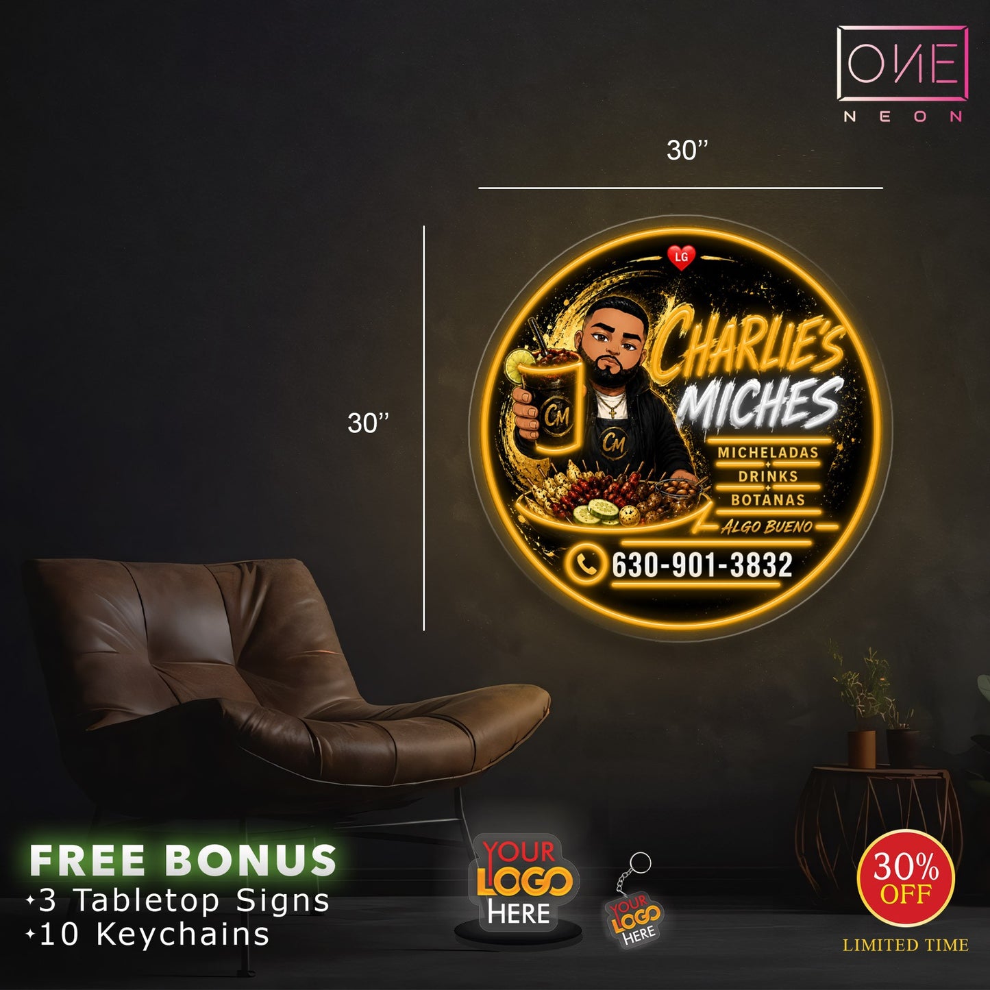 Charlie's Miches| LED Neon Sign
