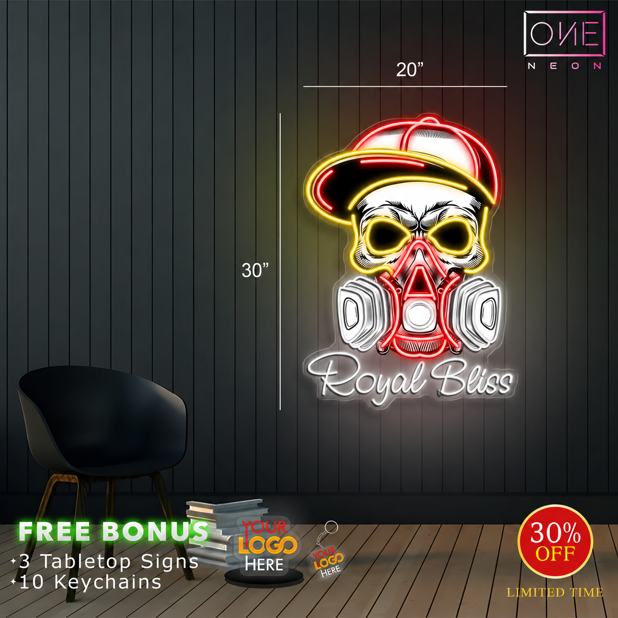 Enseigne néon LED œuvre d'art Tatoueur