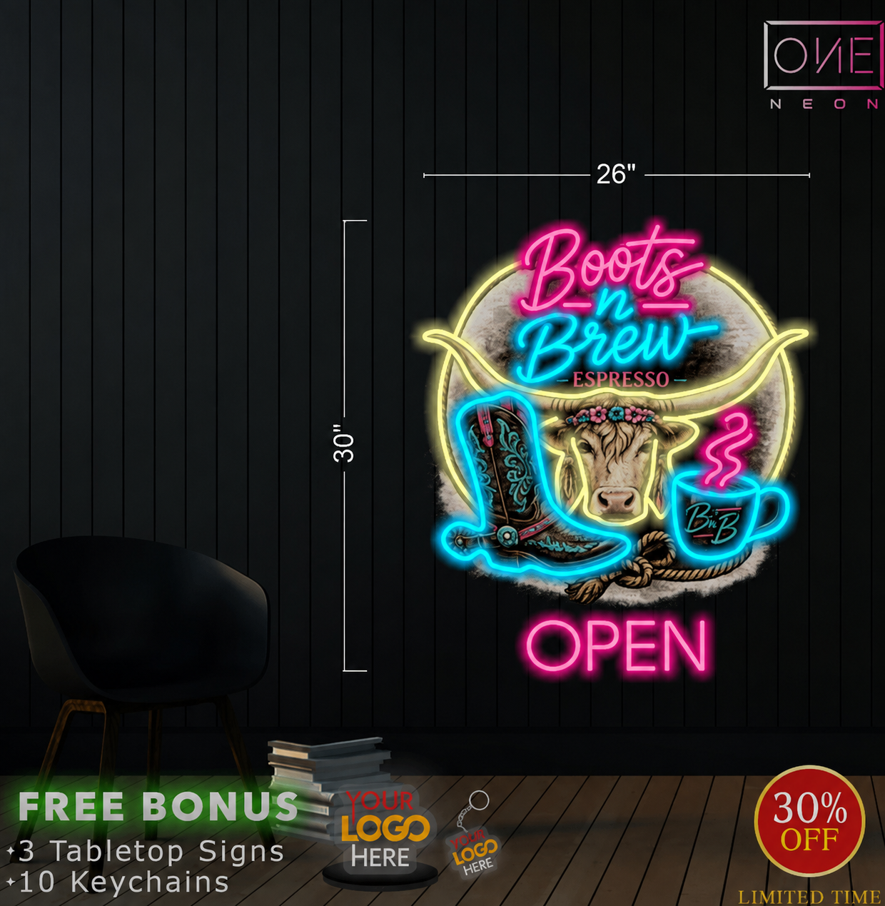 BOOTS N BREW ESPRESSO | LED Neon Sign