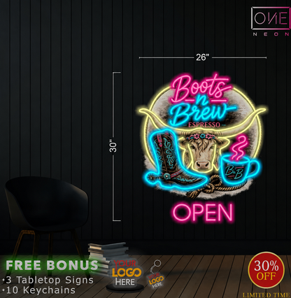 BOOTS N BREW ESPRESSO | LED Neon Sign
