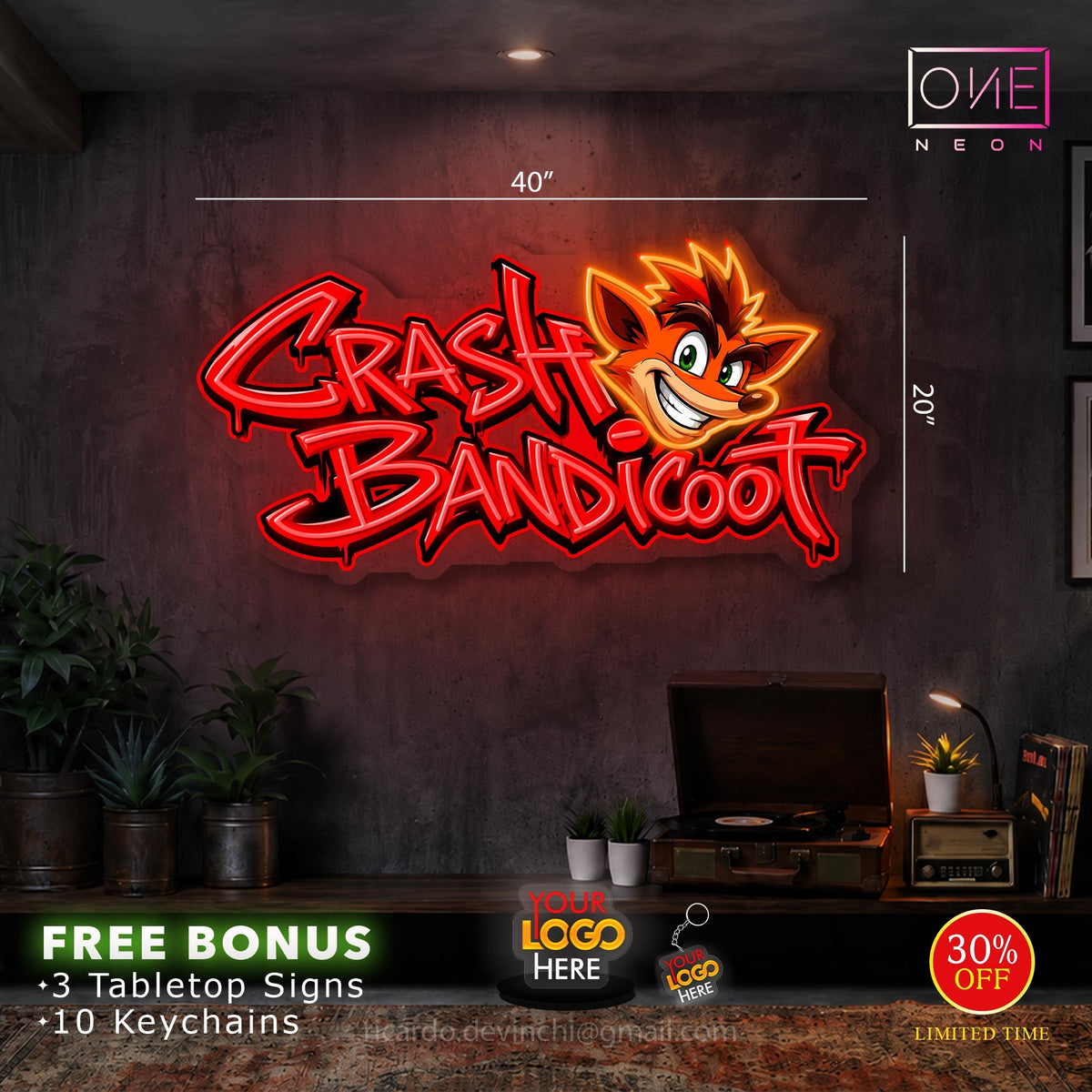 Crash Bandicoot | LED Neon Sign