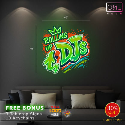 ROLLING UP DJ | LED Neon Sign