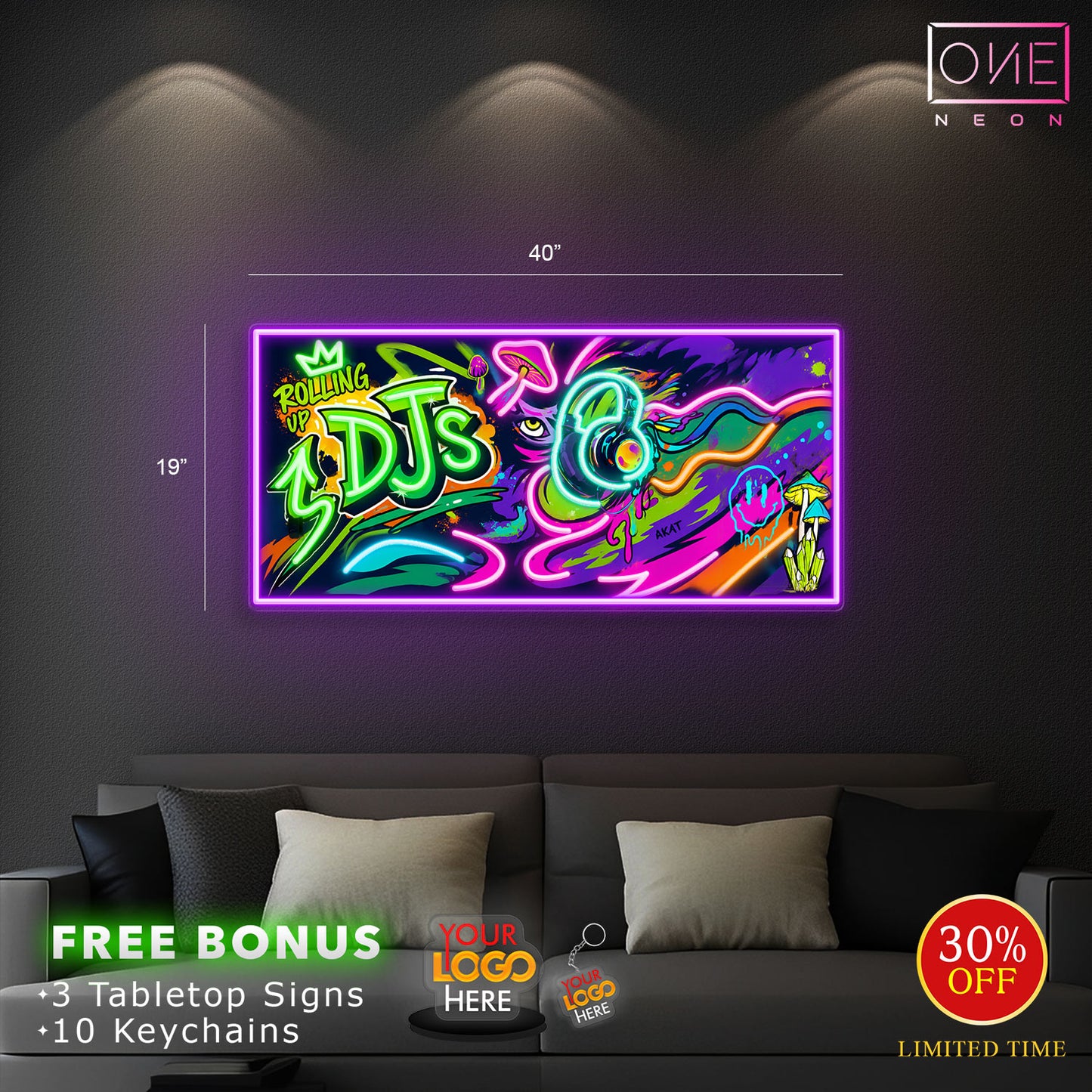 ROLLING UP DJ | LED Neon Sign