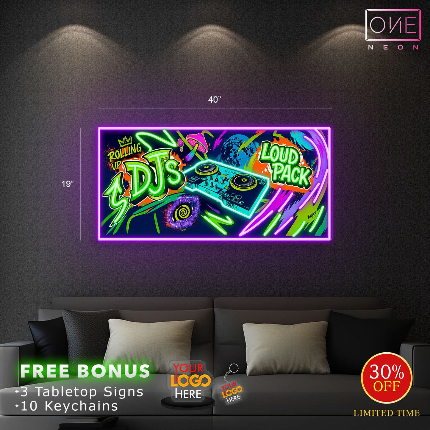 ROLLING UP DJ | LED Neon Sign