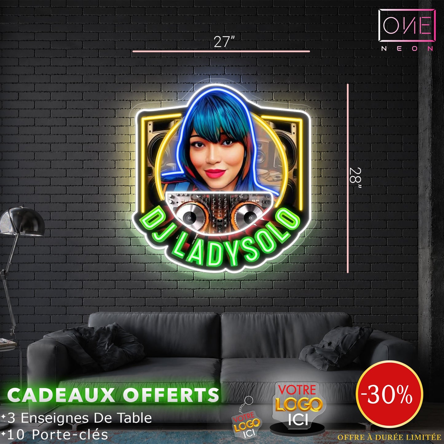 Enseigne néon LED œuvre d'art Tatoueur