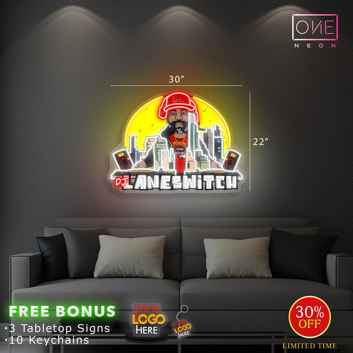 DJ Lane Switch | LED Neon Sign (Waterproof)