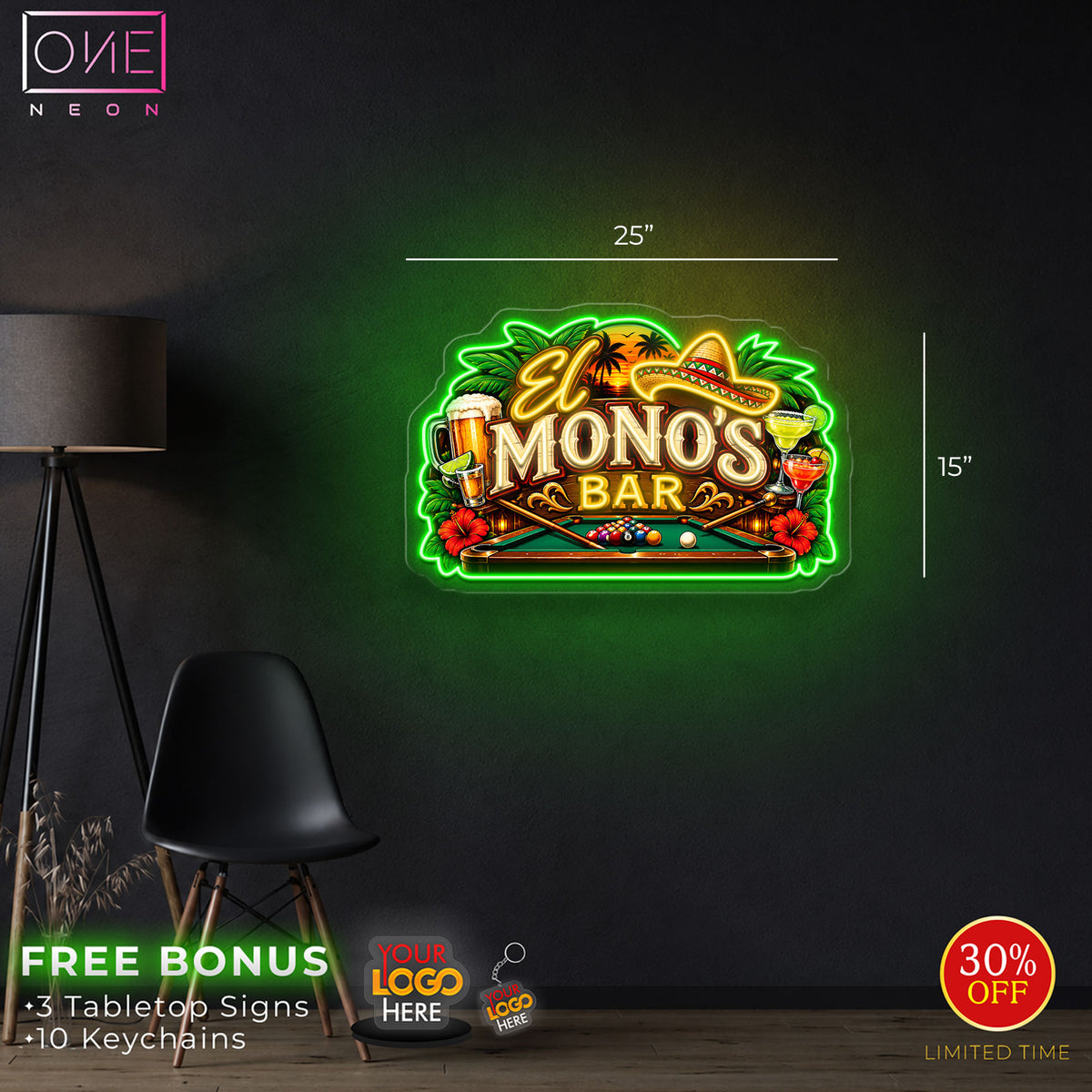 EL MONO'S BAR | LED Neon Sign