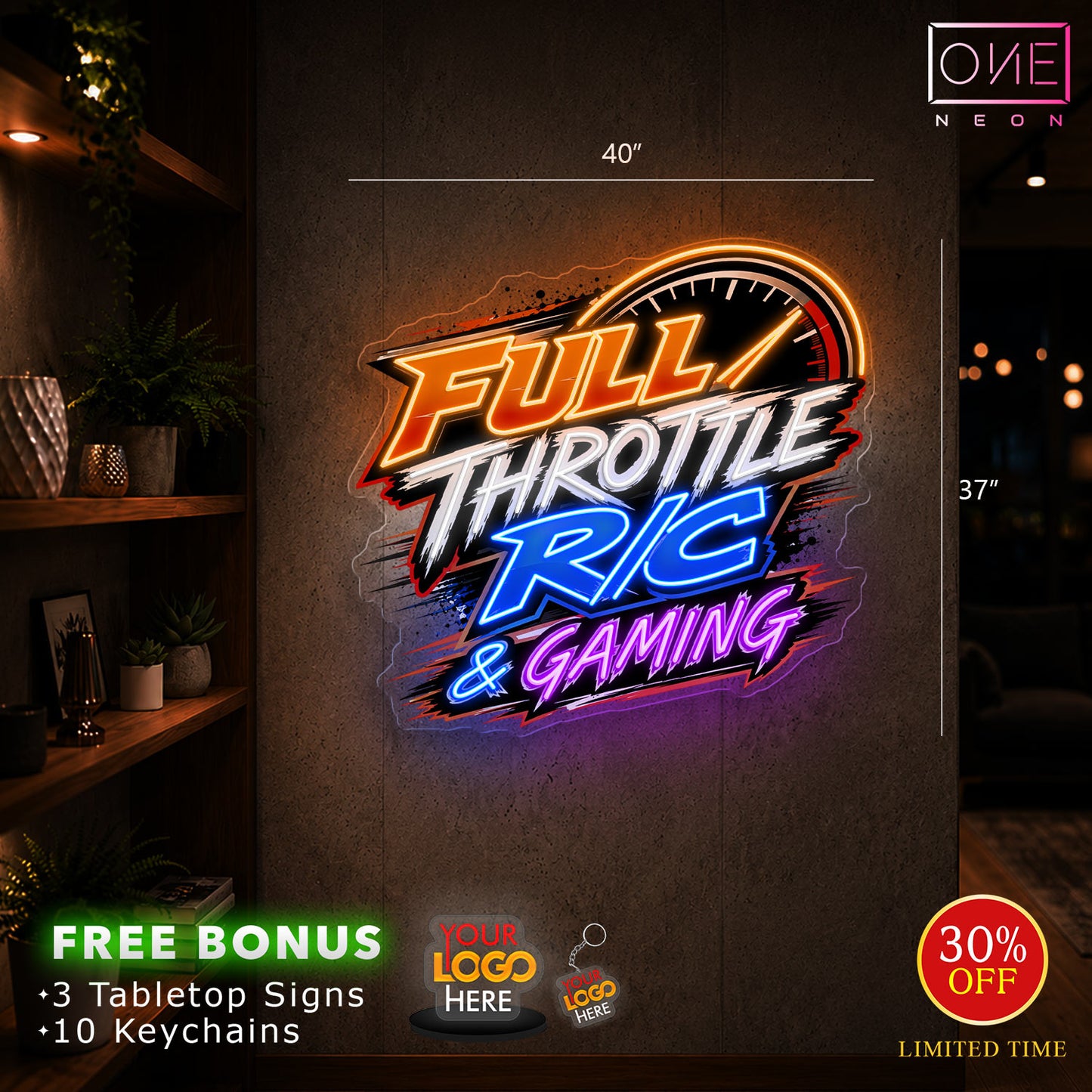 Full Throttle R/C & Gaming | LED Neon Sign