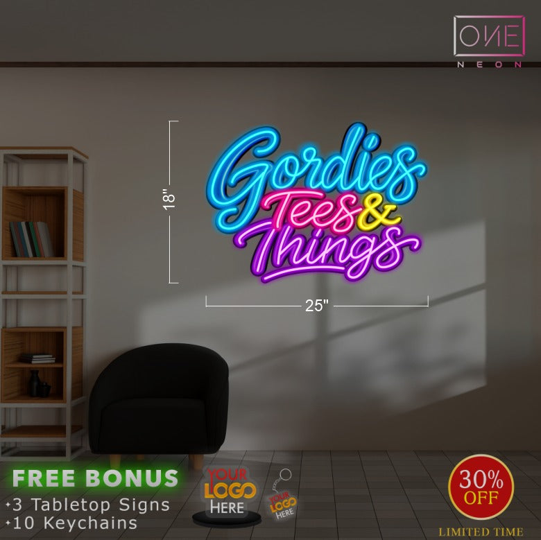 Gordies Tees & Things | LED Neon Sign (extra 10 keychains)
