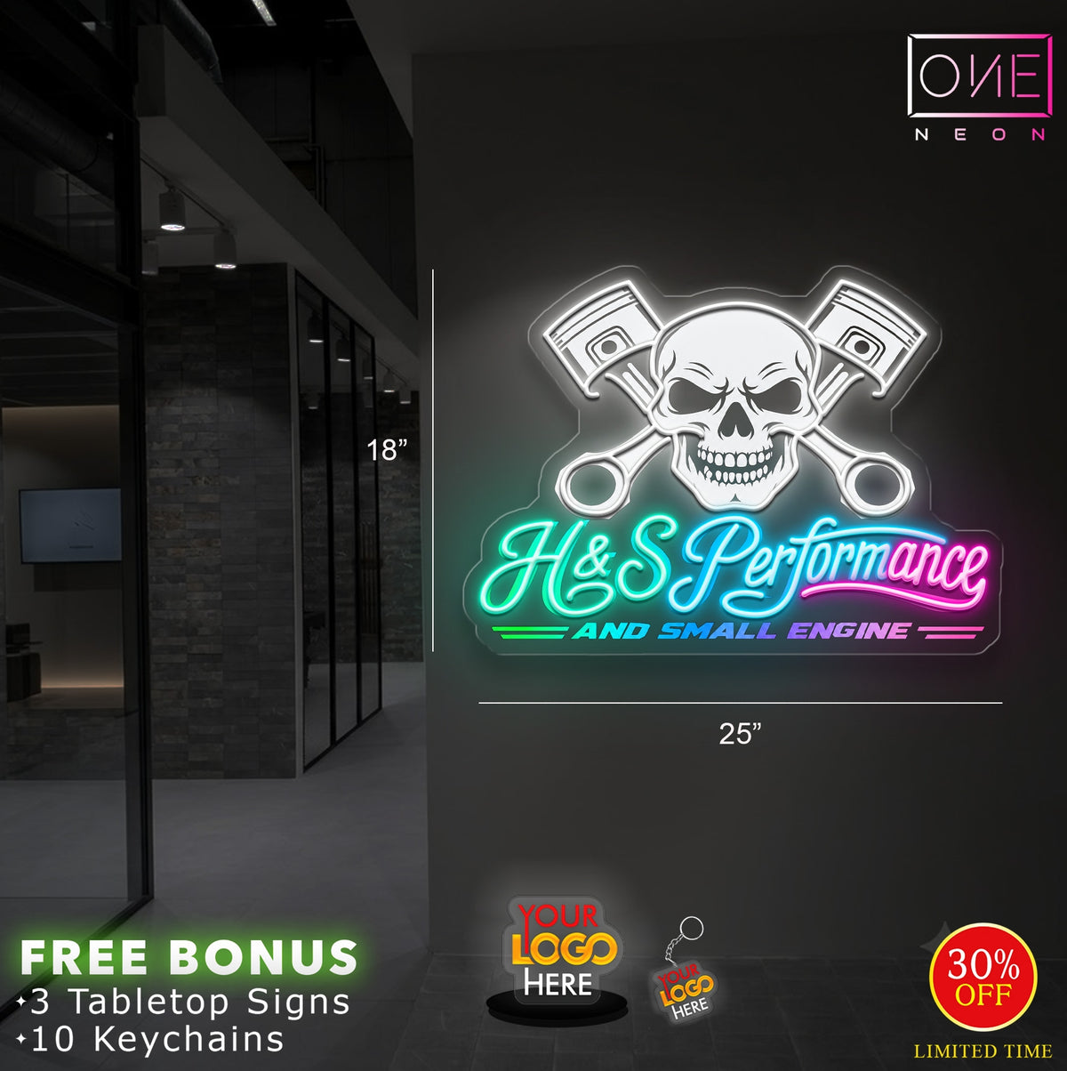 H&S Performance AND SMALL ENGINE | LED Neon Sign