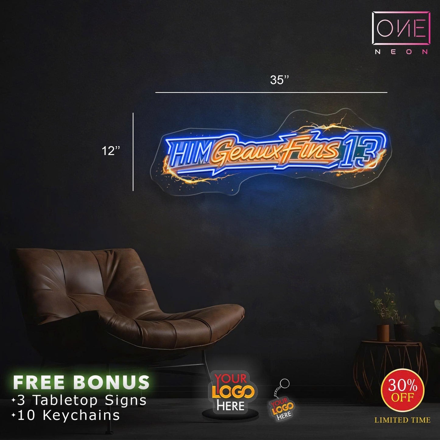 Him Geaux Fins 13 | LED Neon Sign