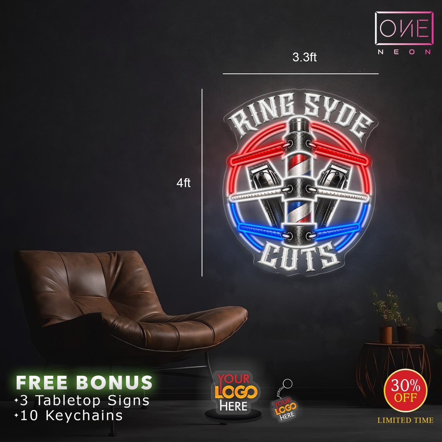 Ring Syde Cuts | LED Neon Sign