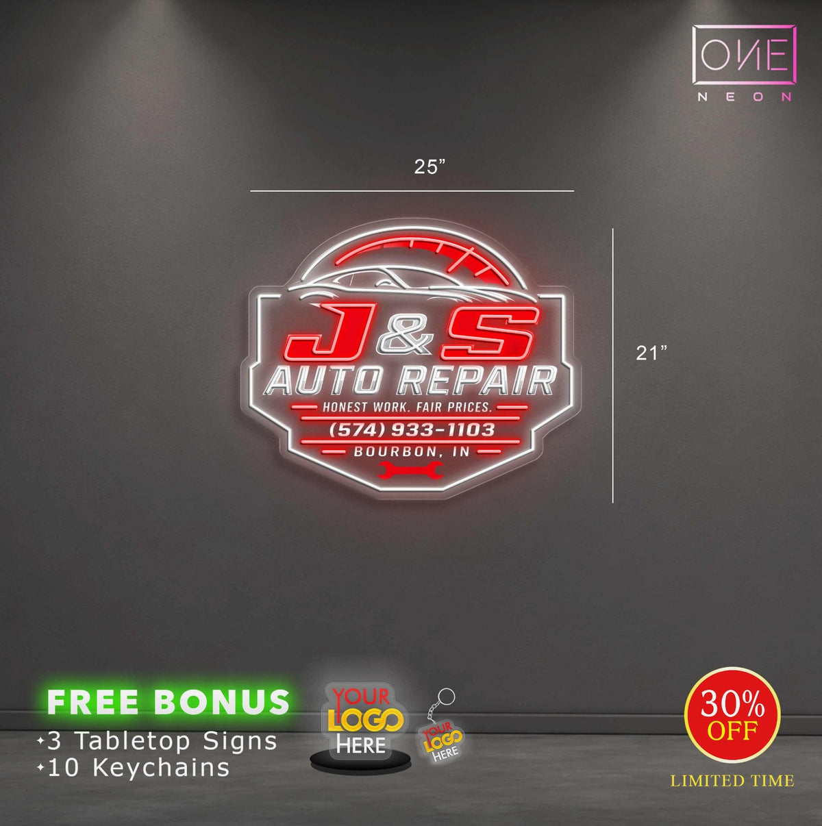 J & S AUTO REPAIR| LED Neon Sign