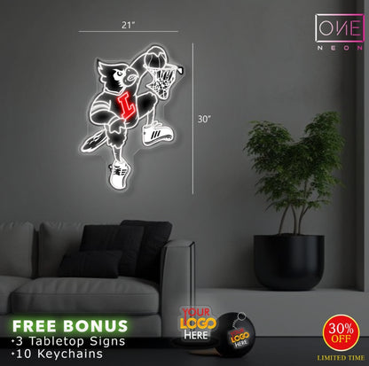 Louie The Cardinal Dunking | LED Neon Sign