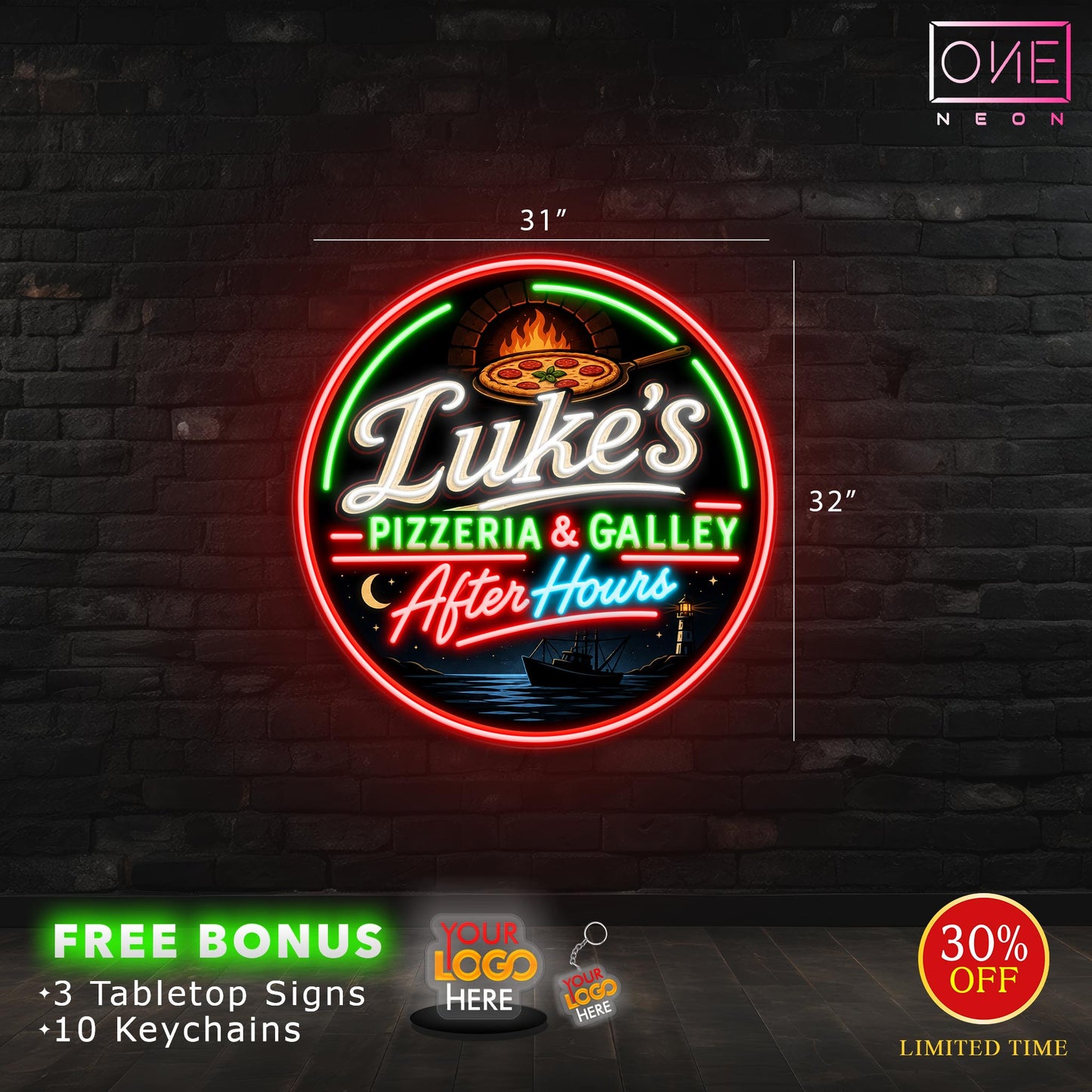 Luke's Pizzeria &Galley After Hours | LED Neon Sign