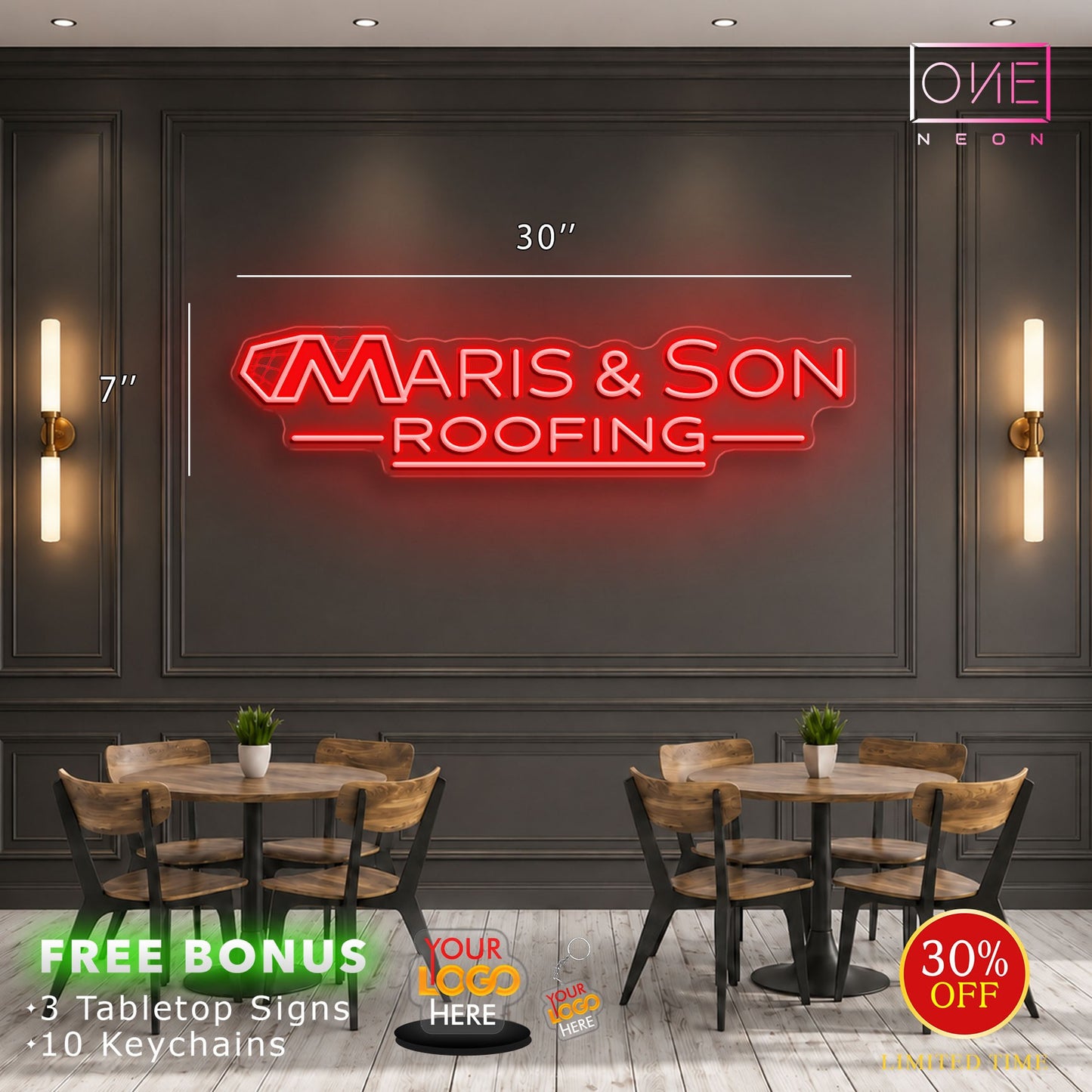MARIS & SON ROOFING | LED Neon Sign