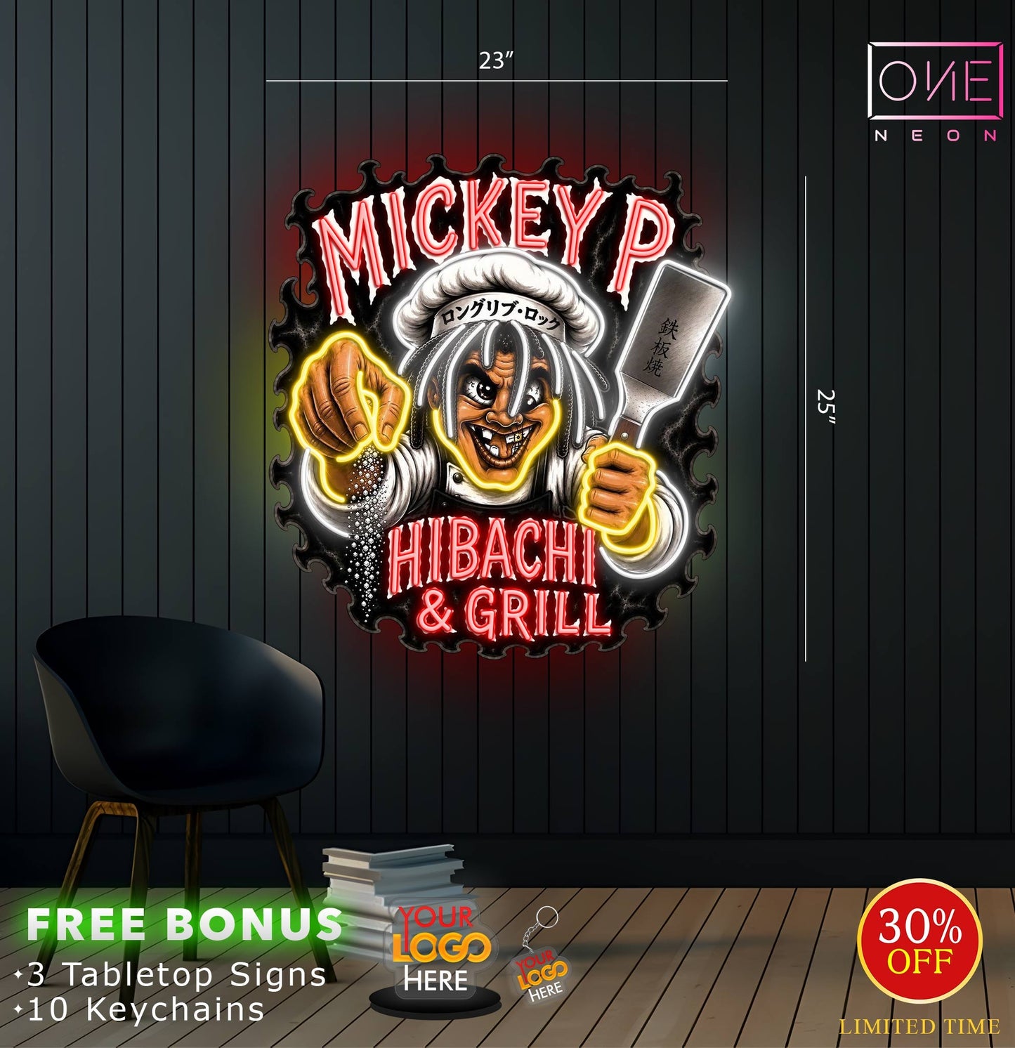 MICKEY P HIBACHI & GRILL | LED Neon Sign (waterproof)