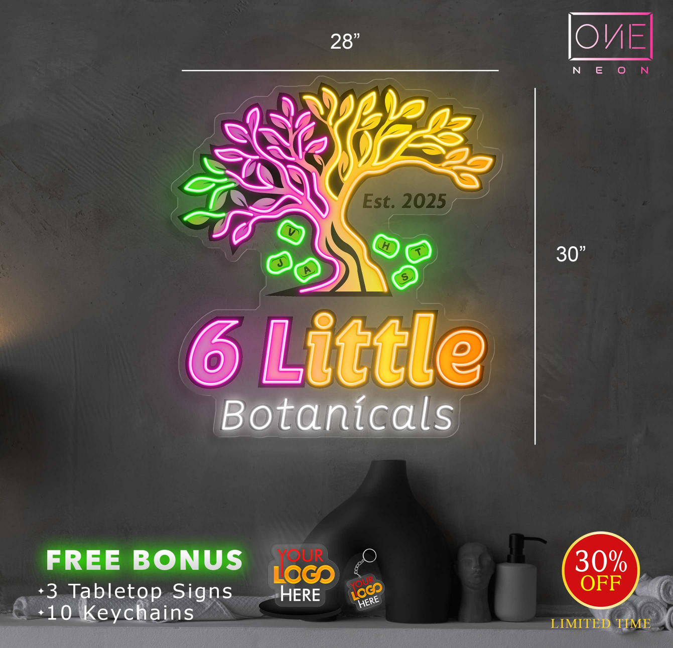 6 LITTLE BOTANICALS  | LED Neon Sign