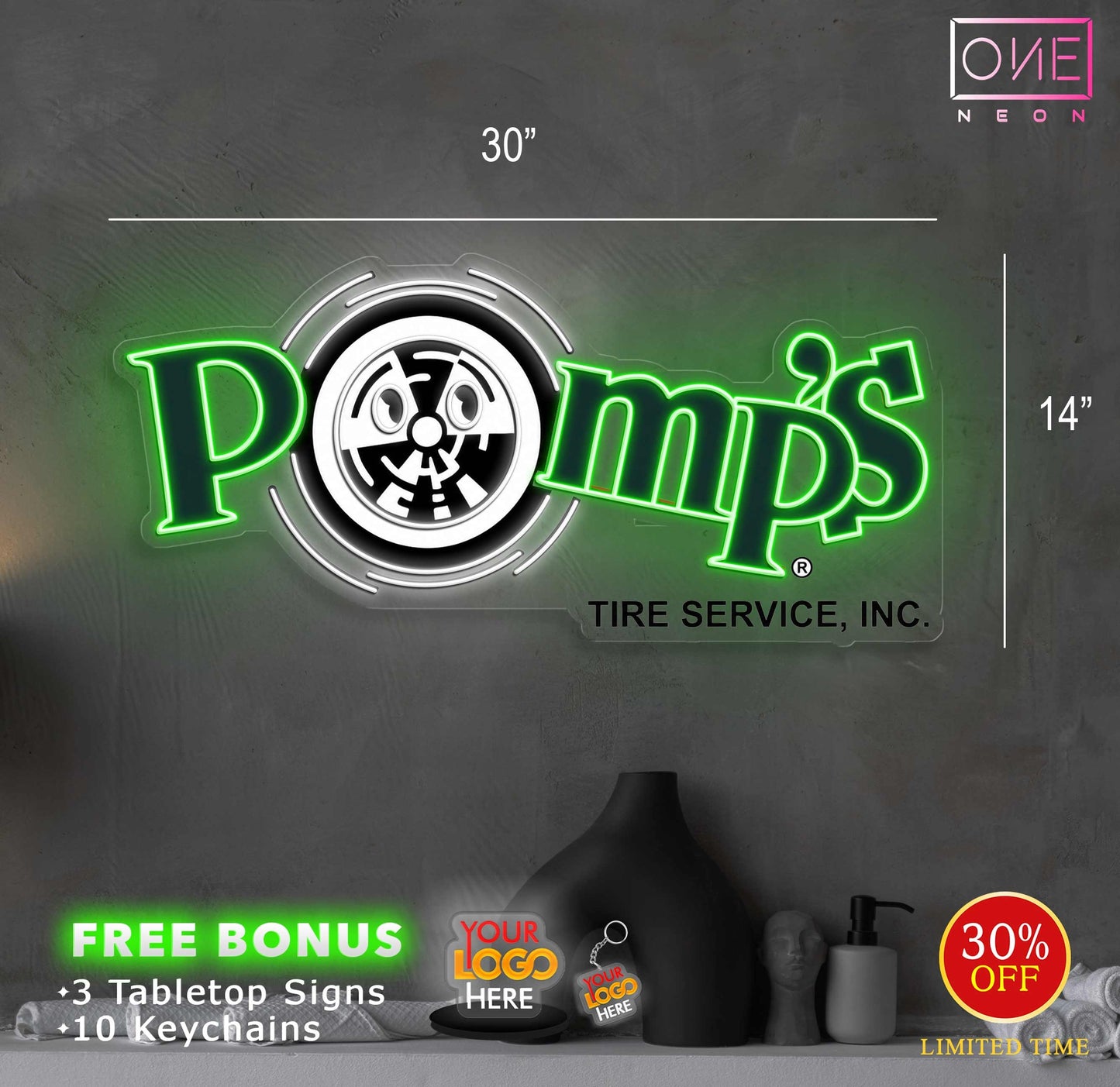 Pomp's Tire Service | LED Neon Sign