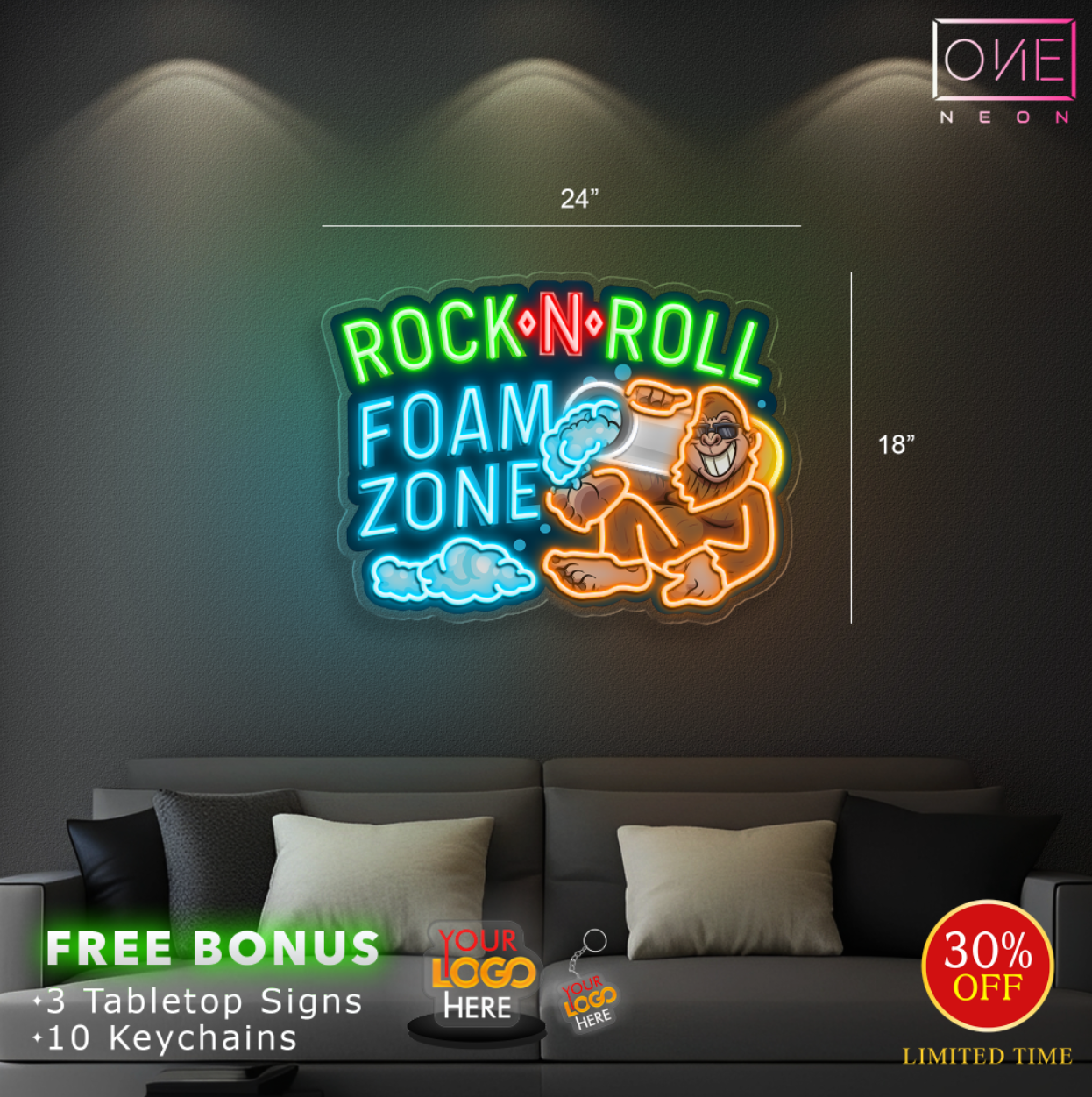 ROCK N ROLL FOAM ZONE | LED Neon Sign