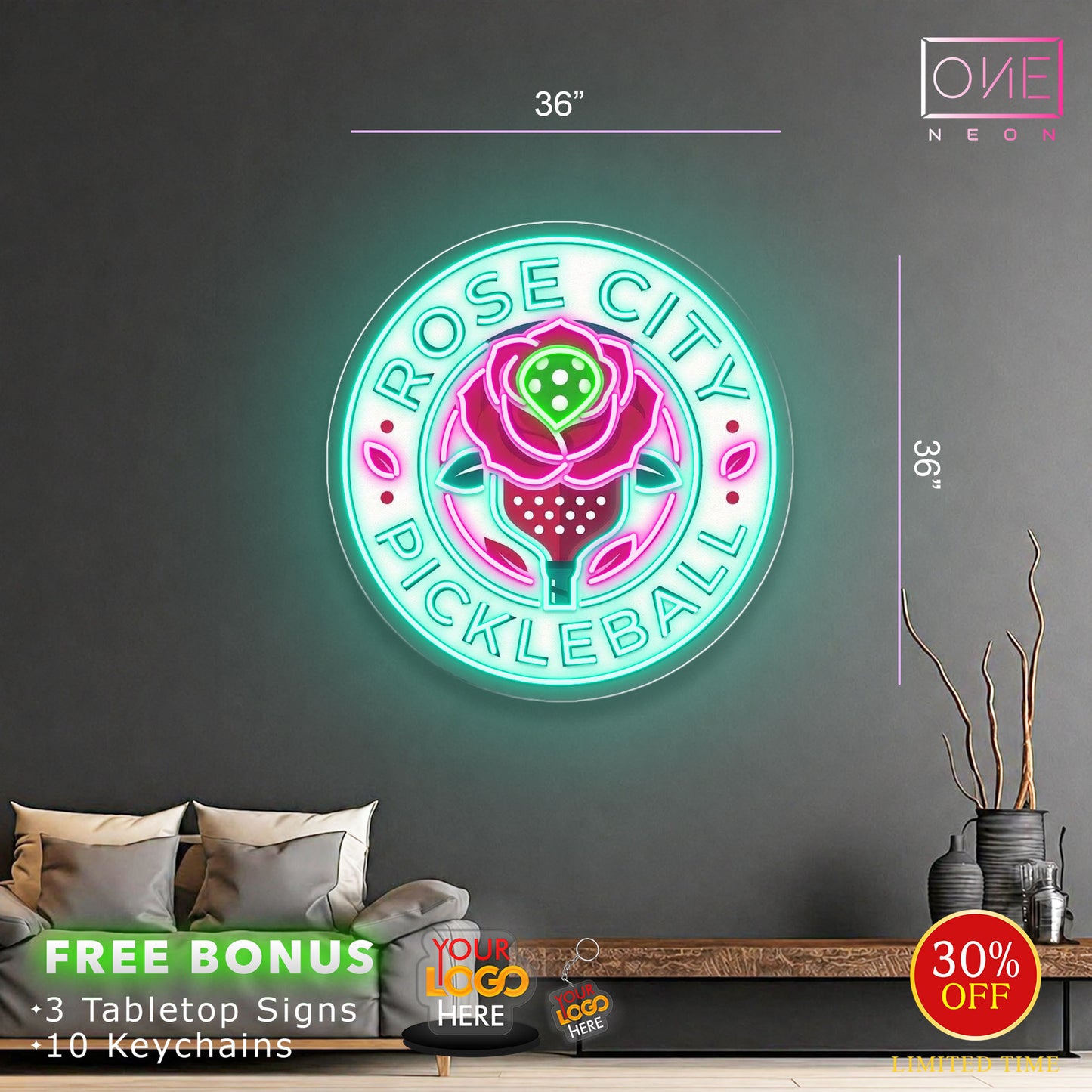 ROSE CITY PICKLEBALL | LED Neon Sign