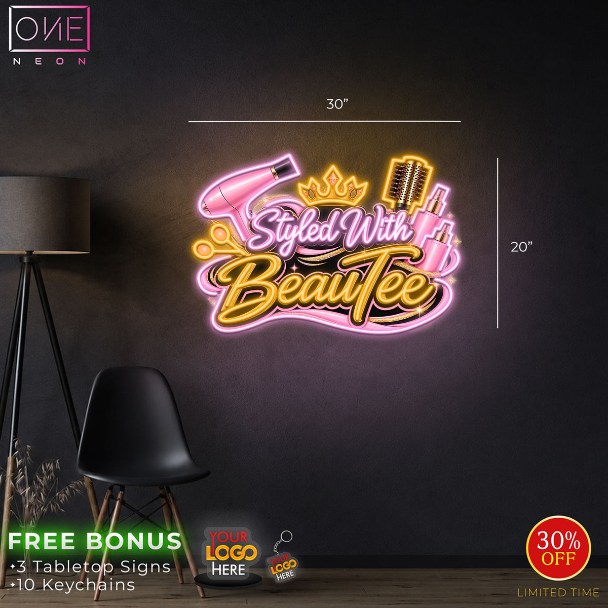 Enseigne néon LED œuvre d'art Tatoueur