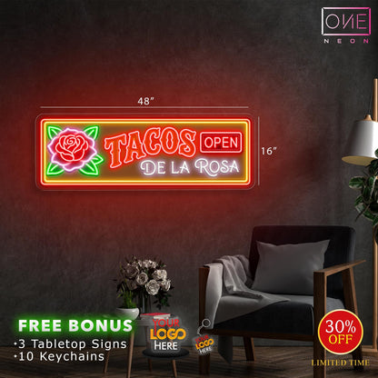 TACOS DE LA ROSA | LED Neon Sign
