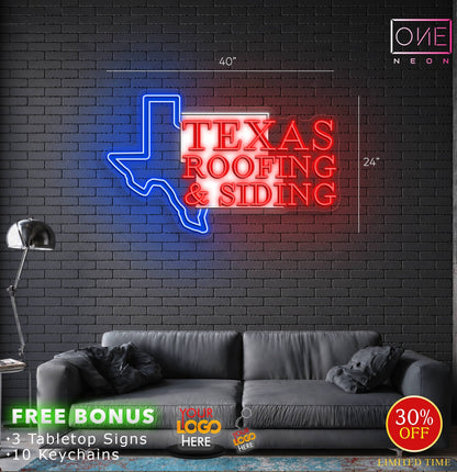 TEXAS ROOFING & SIDING | LED Neon Sign
