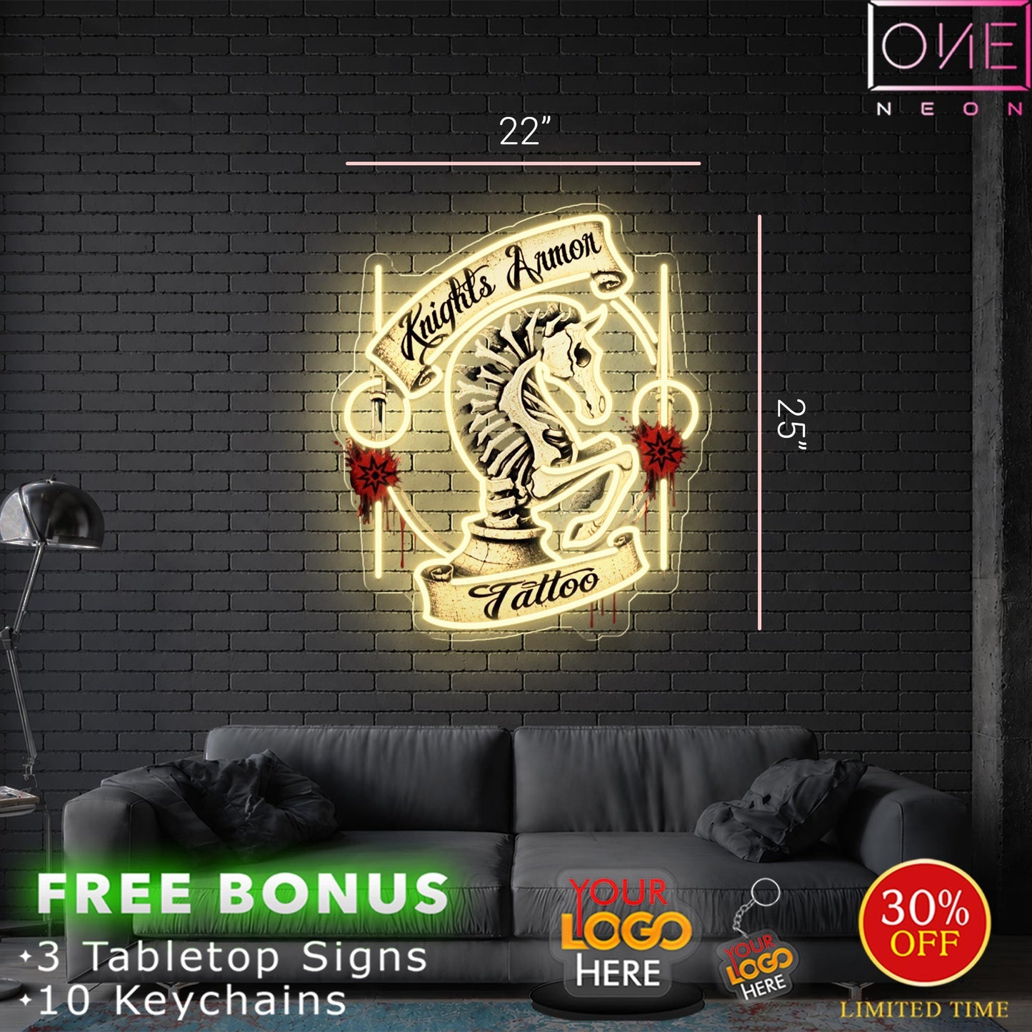 Enseigne néon LED œuvre d'art Tatoueur