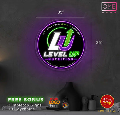 LEVEL UP NUTRITION | 4 LED Neon Sign